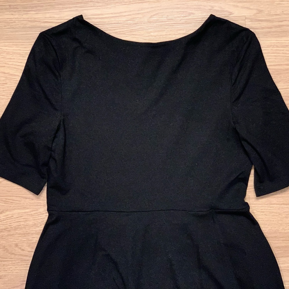 NEW Pact Organic Cotton Scoop Neck Stretch Fit and Flare Midi Dress Black Size L - Picture 9 of 11